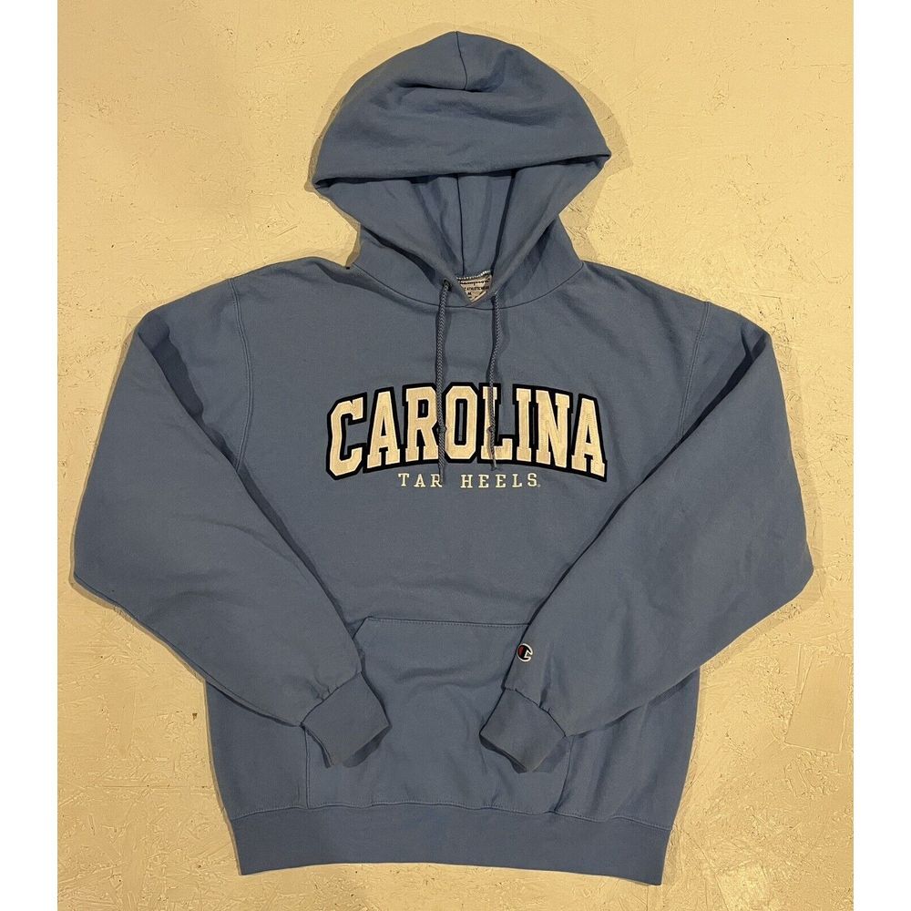 Champion North Carolina Tar Heels‎ Hoodie Mens Medium Blue Embroidered Spell Out